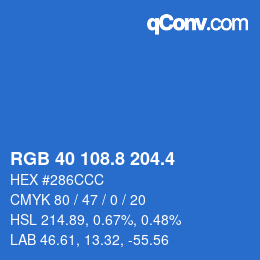 カラーコード: RGB 40 108.8 204.4 | qconv.com