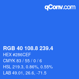 カラーコード: RGB 40 108.8 239.4 | qconv.com
