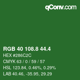 カラーコード: RGB 40 108.8 44.4 | qconv.com