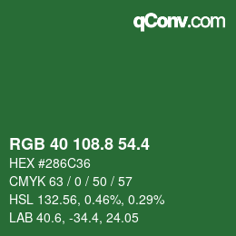 カラーコード: RGB 40 108.8 54.4 | qconv.com