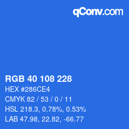 Color code: RGB 40 108 228 | qconv.com