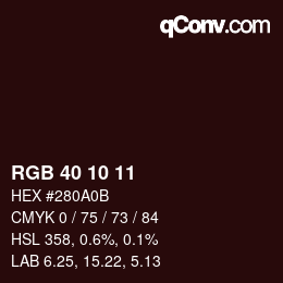 Color code: RGB 40 10 11 | qconv.com