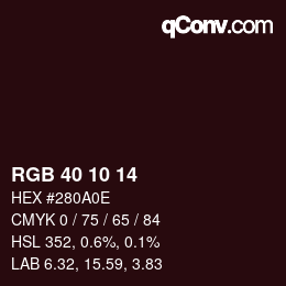 Color code: RGB 40 10 14 | qconv.com