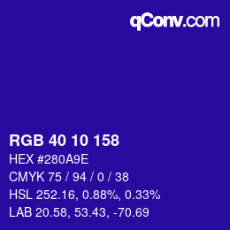 Color code: RGB 40 10 158 | qconv.com
