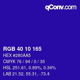 Color code: RGB 40 10 165 | qconv.com