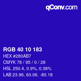 カラーコード: RGB 40 10 183 | qconv.com