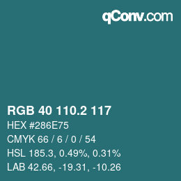 カラーコード: RGB 40 110.2 117 | qconv.com