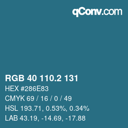 カラーコード: RGB 40 110.2 131 | qconv.com