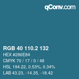 カラーコード: RGB 40 110.2 132 | qconv.com