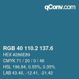 カラーコード: RGB 40 110.2 137.6 | qconv.com