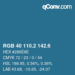 カラーコード: RGB 40 110.2 142.6 | qconv.com