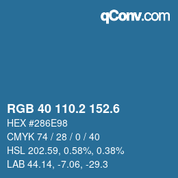 カラーコード: RGB 40 110.2 152.6 | qconv.com