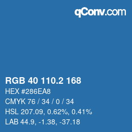 カラーコード: RGB 40 110.2 168 | qconv.com