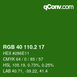 カラーコード: RGB 40 110.2 17 | qconv.com