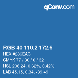 カラーコード: RGB 40 110.2 172.6 | qconv.com