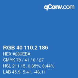 カラーコード: RGB 40 110.2 186 | qconv.com