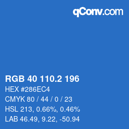 カラーコード: RGB 40 110.2 196 | qconv.com