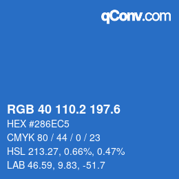 カラーコード: RGB 40 110.2 197.6 | qconv.com