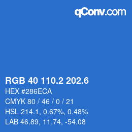 カラーコード: RGB 40 110.2 202.6 | qconv.com