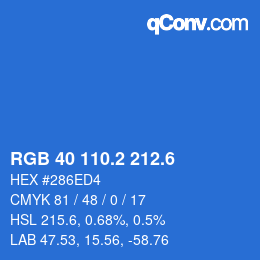 カラーコード: RGB 40 110.2 212.6 | qconv.com