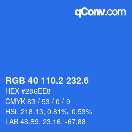 カラーコード: RGB 40 110.2 232.6 | qconv.com