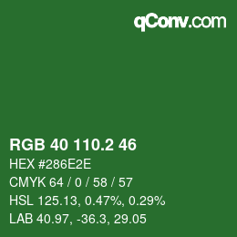 カラーコード: RGB 40 110.2 46 | qconv.com