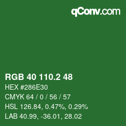 カラーコード: RGB 40 110.2 48 | qconv.com