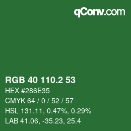 カラーコード: RGB 40 110.2 53 | qconv.com