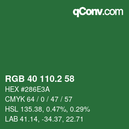 カラーコード: RGB 40 110.2 58 | qconv.com