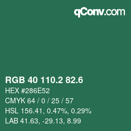 カラーコード: RGB 40 110.2 82.6 | qconv.com