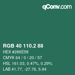カラーコード: RGB 40 110.2 88 | qconv.com