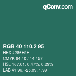 カラーコード: RGB 40 110.2 95 | qconv.com