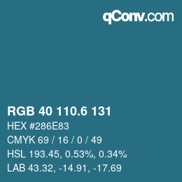 カラーコード: RGB 40 110.6 131 | qconv.com