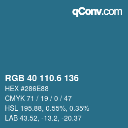 カラーコード: RGB 40 110.6 136 | qconv.com