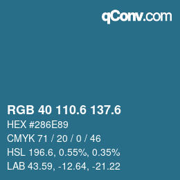 カラーコード: RGB 40 110.6 137.6 | qconv.com