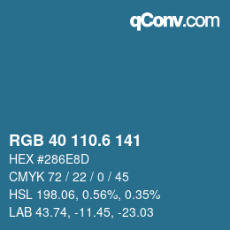 カラーコード: RGB 40 110.6 141 | qconv.com