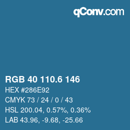 カラーコード: RGB 40 110.6 146 | qconv.com
