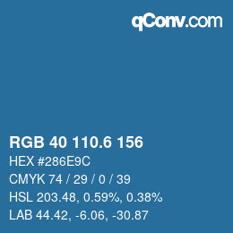カラーコード: RGB 40 110.6 156 | qconv.com