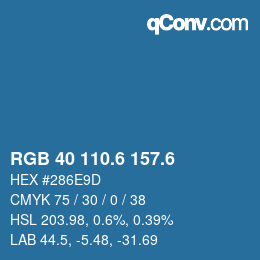 カラーコード: RGB 40 110.6 157.6 | qconv.com