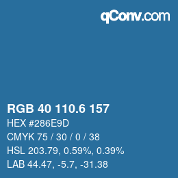 カラーコード: RGB 40 110.6 157 | qconv.com