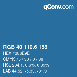 カラーコード: RGB 40 110.6 158 | qconv.com