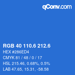 カラーコード: RGB 40 110.6 212.6 | qconv.com