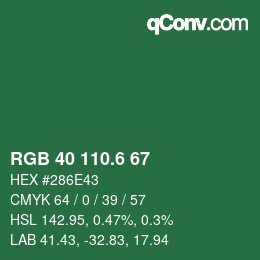 カラーコード: RGB 40 110.6 67 | qconv.com