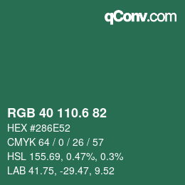 カラーコード: RGB 40 110.6 82 | qconv.com