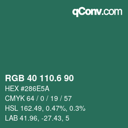 カラーコード: RGB 40 110.6 90 | qconv.com