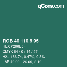 カラーコード: RGB 40 110.6 95 | qconv.com