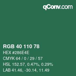 Código de color: RGB 40 110 78 | qconv.com