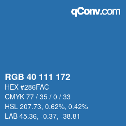 Color code: RGB 40 111 172 | qconv.com