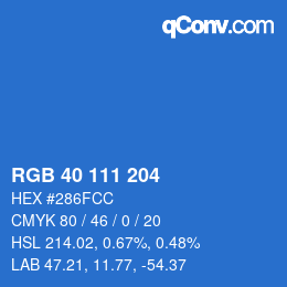 カラーコード: RGB 40 111 204 | qconv.com