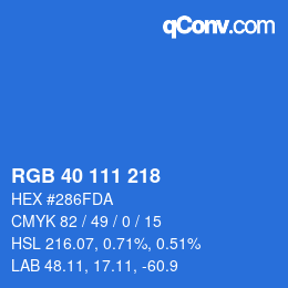 Color code: RGB 40 111 218 | qconv.com